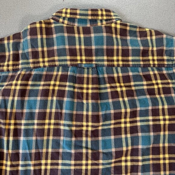 Columbia Lined Flannel Shirt Mens XL Blue Brown Plaid Long Sleeve Shacket Heavy - Picture 16 of 16